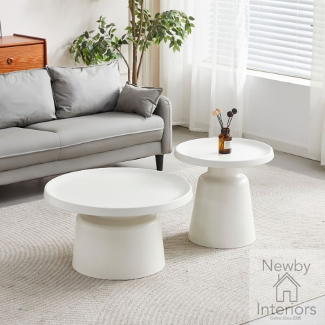 CT-349/WH - Picollo Glossy Off White Round Coffee & End Tables