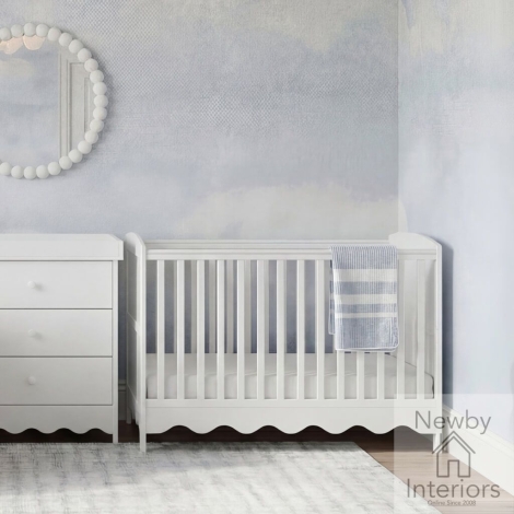 DANCERCBXXWHI - Dancer White Wood Baby Cot Bed with 3 Adjustable Heights