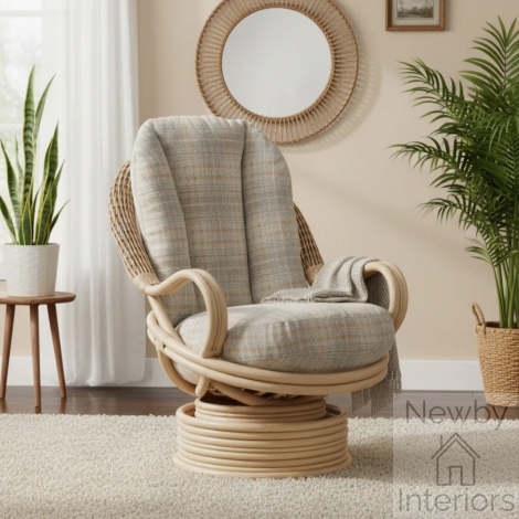 Clifton Deluxe Swivel rocker NW - Desser Clifton Natural Wash Cane Deluxe Swivel Rocker