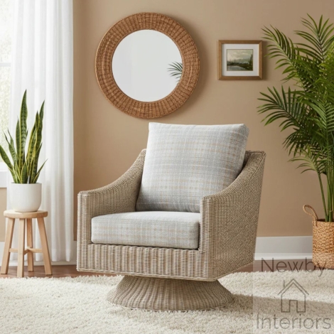 Clifton Dijon Swivel chair - Desser Clifton Natural Wash Cane Dijon Swivel Chair