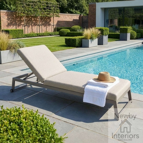 FB-ALU-SL-LAT - Maze Outdoor Fabric Allure Sunlounger Latte & Cafe Frame