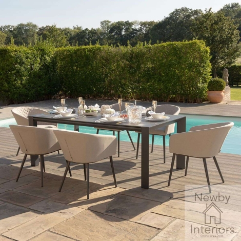 Maze Ambition Outdoor Fabric 6-10 Seat Extending Dining Set Oatmeal Grey Frame