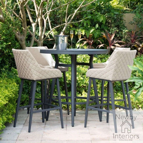 FB-BAR-REG-4SRD-SS-OT - Maze Outdoor Fabric Regal 4 Seat Round Bar Set Oatmeal