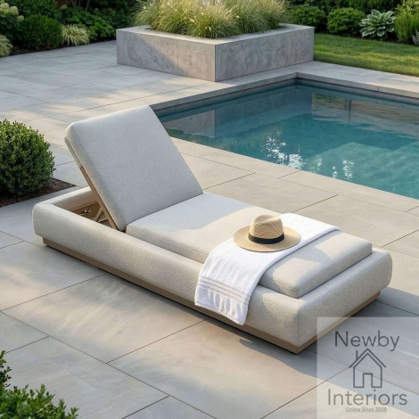 FB-CAN-SL-PB - Maze Outdoor Fabric Lyon Sunlounger Pebble