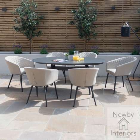 FB-DN-AMB-6SOV-SS-OT - Maze Outdoor Fabric Ambition 6 Seat Oval Dining Set Oatmeal