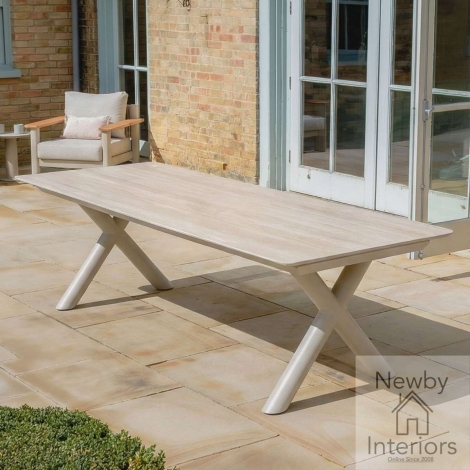 FB-DN-MAX-12EX-SS-LAT - Maze Maxim Extending Aluminium Dining Table with Sintered Stone Top Latte