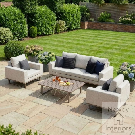 FB-ETH-3SS-T-LAT - Maze Outdoor Fabric Ethos 3 Seat Sofa Set Latte with Cafe Frame