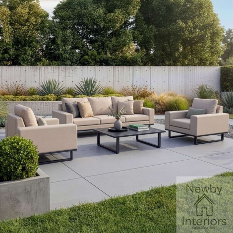 FB-ETH-3SS-T-OT - Maze Outdoor Fabric Ethos 3 Seat Sofa Set Oatmeal with Grey Frame