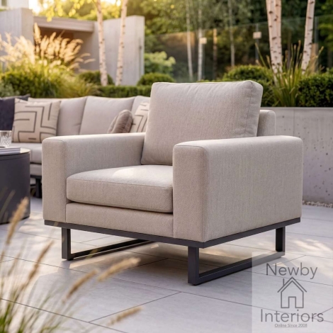 FB-ETH-AC-OT - Maze Outdoor Fabric Ethos Garden Sofa Armchair Oatmeal with Grey Frame