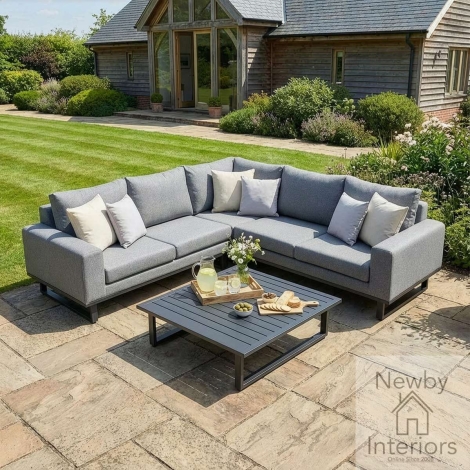 FB-ETH-CSG-ZG - Maze Outdoor Fabric Ethos Corner Sofa Set Zinc Grey with Grey Frame