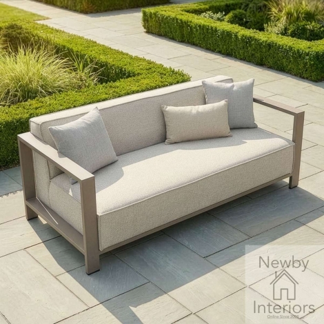 Maze Outdoor Fabric Ibiza 2 Seat Sofa Latte with Cafe Frame