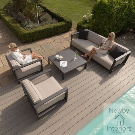 Maze Ibiza Outdoor Fabric 3 Seat Sofa Set with Square Coffee Table Oatmeal