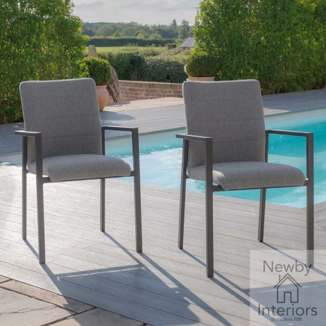 Maze Outdoor Fabric Pair Dining Chairs Ibiza Zinc Grey