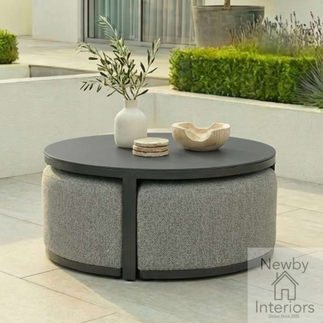 FB-MAZE-CT3FS-ZG - Maze Outdoor Fabric Round Coffee Table Zinc