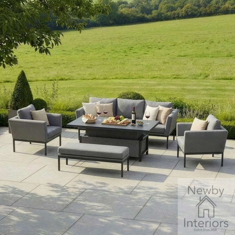 FB-PUL-3SD-ZG - Maze Pulse Outdoor Fabric 3 Seat Sofa Set with Rising Table Zinc Grey