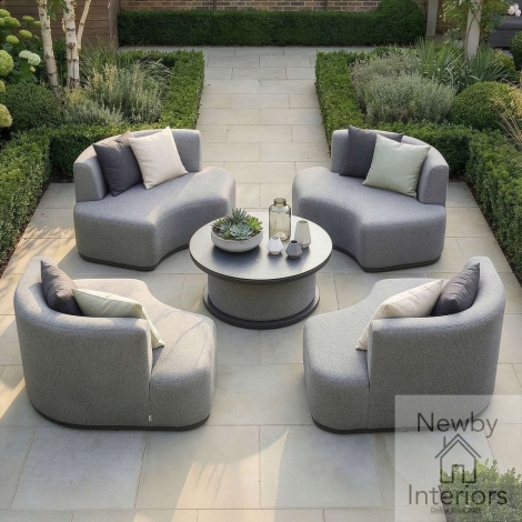 FB-SNU-CSG-ZG - Maze Outdoor Fabric Snug Lifestyle Suite with Rising Table Zinc Grey