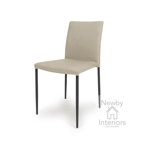 Gena 4x Taupe Leather Effect Stacking Dining Chair Metal Legs