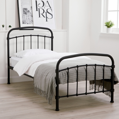 HALSTONBLA3.0* - Halston Matte Black Bed Single Size