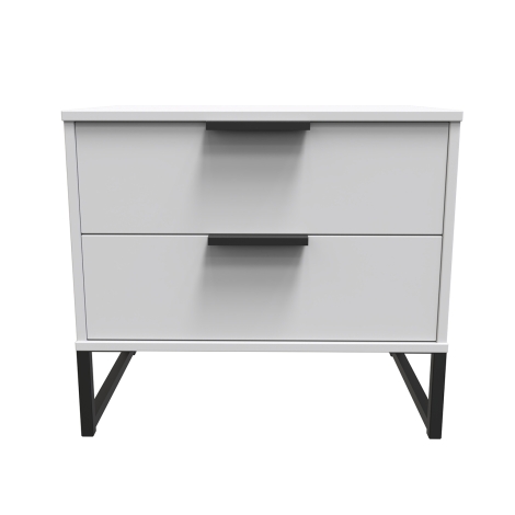 Hong Kong Grey Matt 2 Drawer Medium Chest Black Sleigh Legs