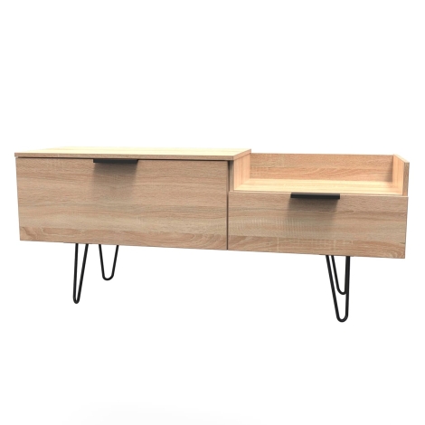 HK248-BO-C - Hong Kong - Bardolino Oak - TV Console Unit - Black Hairpin Legs