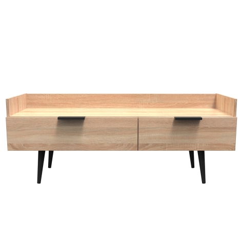 HK255-BO-B - Hong Kong - Bardolino Oak - Media Console Unit - Black Wooden Legs