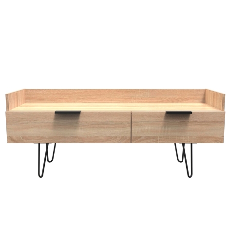 HK255-BO-C - Hong Kong - Bardolino Oak - Media Console Unit - Black Hairpin Legs