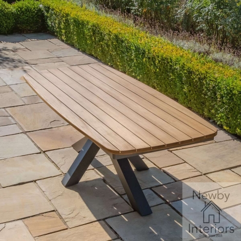 JAK-TEAK-ODT-CH - Maze Jakarta Teak 6 to 8 Seat Oval Dining Table with Grey Aluminium Frame