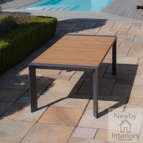 JAK-TEAK-REC-EXDT-CH - Maze Jakarta 6 to 10 Seat Rectangular Extending Teak Dining Table with Grey Aluminium Frame