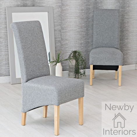 CH35-GR-1 - Kent Grey Fabric Scroll Back Dining Chair (Pair)