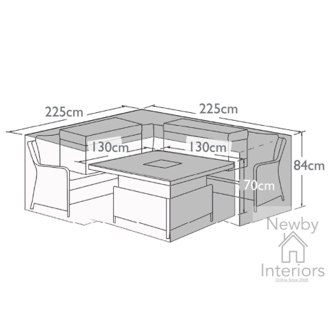 KIT-COV-LRG-SQ-DIN - Maze Outdoor Cover for Large Square Corner Set with Rising Table (Ascot/Harrogate Deluxe Corner)