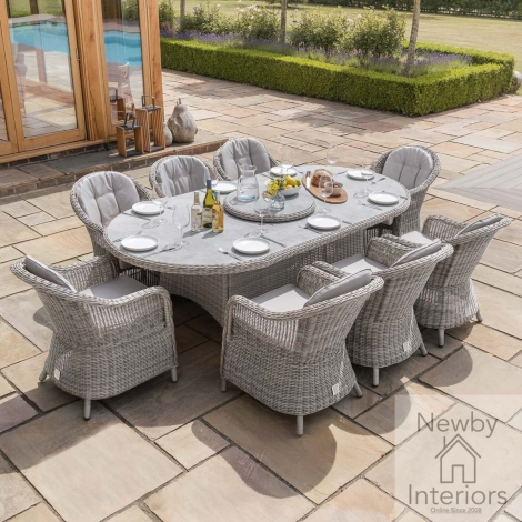 KIT-OX-230-OV-HC-LS-CG - Maze Oxford Garden Rattan 8 Seat Oval Dining Set