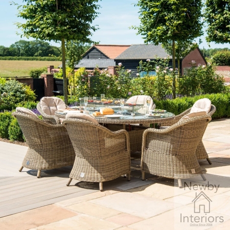KIT-WIN-180-OFP-HC - Maze Winchester 6 Seat Oval Fire Pit Dining Set with Heritage Chairs
