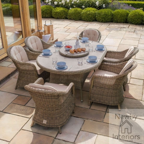 KIT-WN-180-OV-HC-LS-CG - Maze Winchester Garden Rattan 6 Seat Oval Dining Set