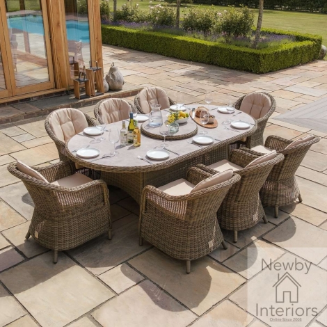 KIT-WN-230-OV-HC-LS-CG - Maze Winchester Garden Rattan 8 Seat Oval Dining Set