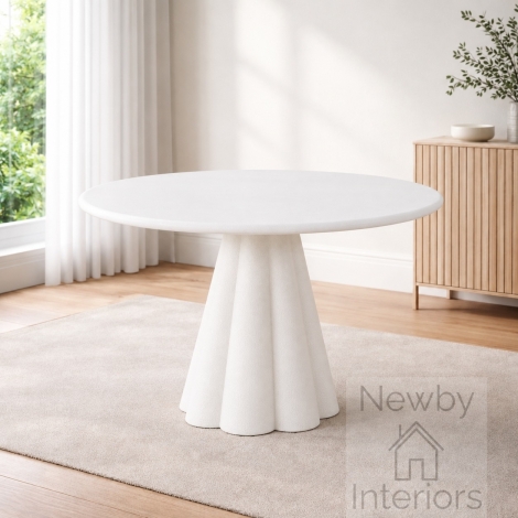DT-267/WH - Lacasa Off White 120cm Round Dining Table Pedestal Base