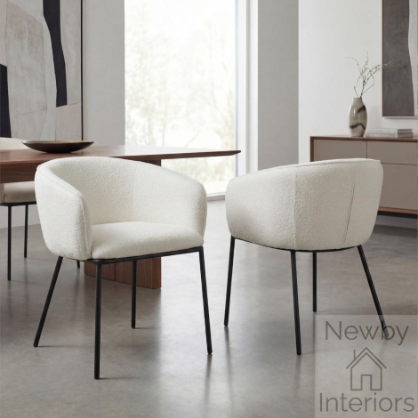 093-08-07-01-01 - Lola Boucle White Dining Chair (Pair)
