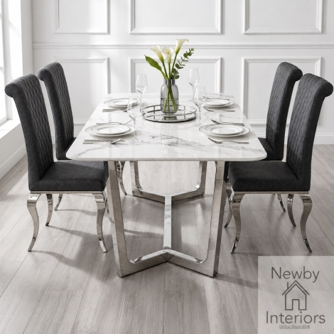 DT-LUCIEN-POLWHT-1.6 - Lucien Polar White Sintered Stone Top Dining Table (160cm)