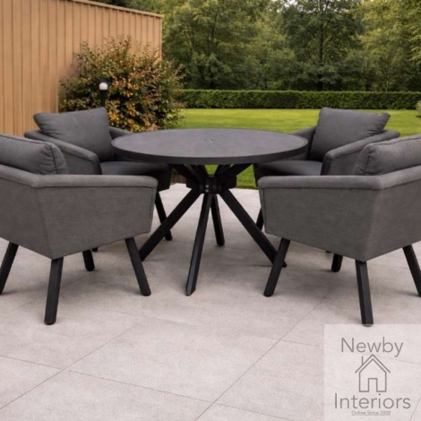 LUNA0456 - Luna Ceramic Glass Top 1.2m Small Round Dining Table Aluminium Frame