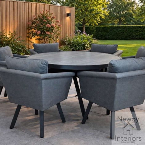 LUNA0457 - Luna Ceramic Glass Top 1.5m Round Dining Table Aluminium Frame