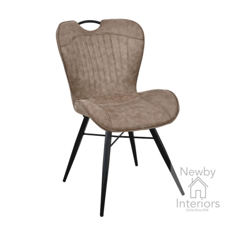 M-20 - 2x Mala Mink Fabric Dining Chair with Black Metal Legs