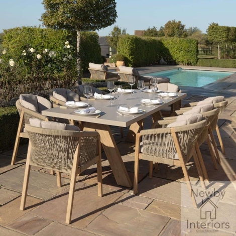Maze Martinique Rope Weave 8 Seat Rectangular Dining Set Taupe with Sandstone Cushions