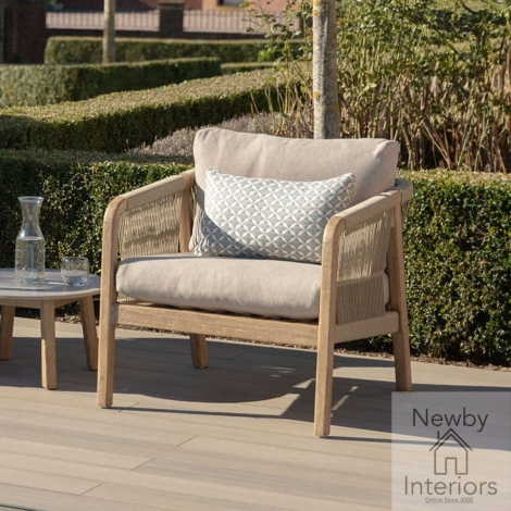 Maze Martinique Rope Weave Lounge Chair Taupe Sandstone Cushions