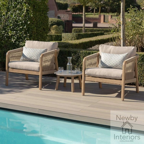 Maze Martinique Rope Weave Lounge Set Round Coffee Table Taupe