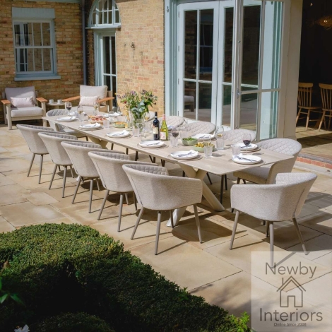 MAX-REC-EXDT-LAT-AMB-DC-LAT - Maze Outdoor Fabric Ambition 8 to 12 Seat Maxim Extending Dining Set Cafe Frame & Latte Cushions
