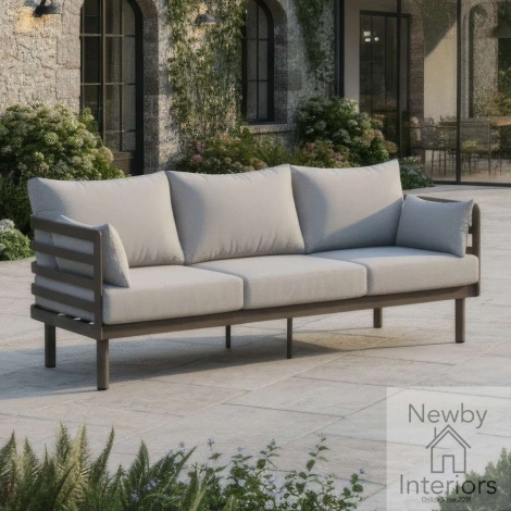 Maze Metro Aluminium 3 Seat Garden Sofa Almond with Cafe Frame