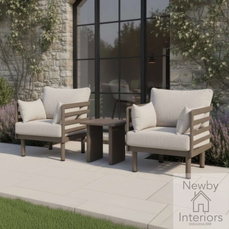 Maze Metro Aluminium Garden Lounge Set with Square Coffee Table Almond & Cafe Frame