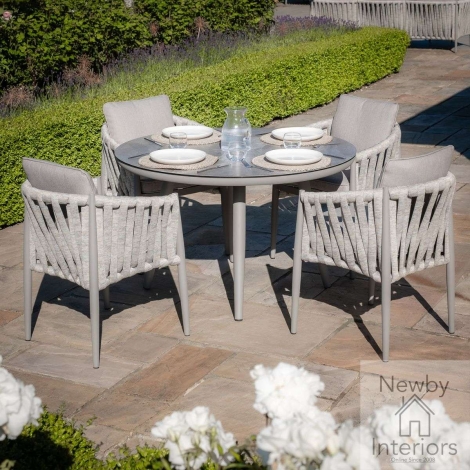 MILAN-4SRDS-LS-CL - Milan 4 Seat Round Dining Set - Cool Linen