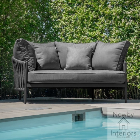 Maze Milan Rope Weave Daybed Charcoal Mid Grey with Charcoal Frame
