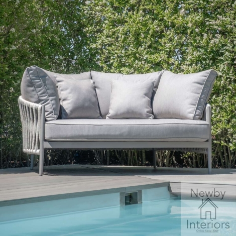 Maze Milan Rope Weave Daybed Charcoal Cool Linen with Dawn Grey Frame