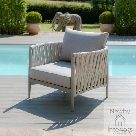 Maze Milan Outdoor Rope Weave Lounge Chair Cool Linen Cushions